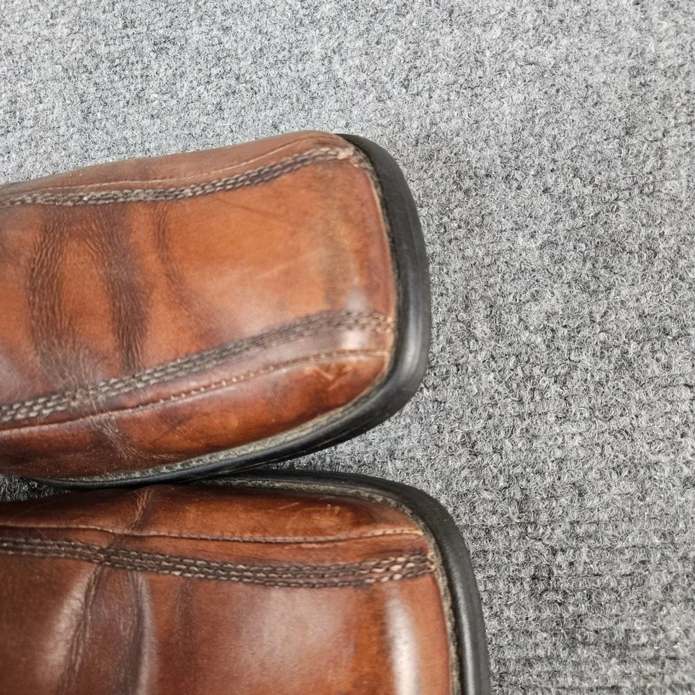 Steve Madden‎ Mens 11 Brown Leather Slip On Loafers Square Toe Dress Shoes